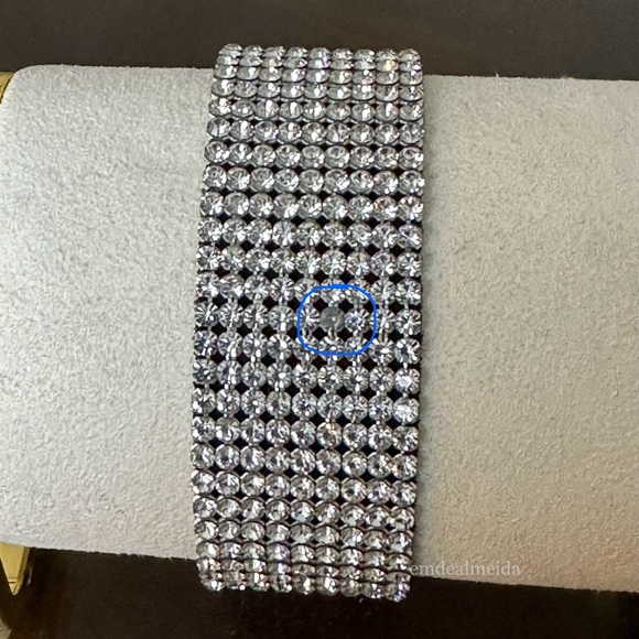 SOLD - Swarovski Crystal Mesh 9 Row Silver Tone Statement Bracelet Daniel Paris - Picture 7 of 10